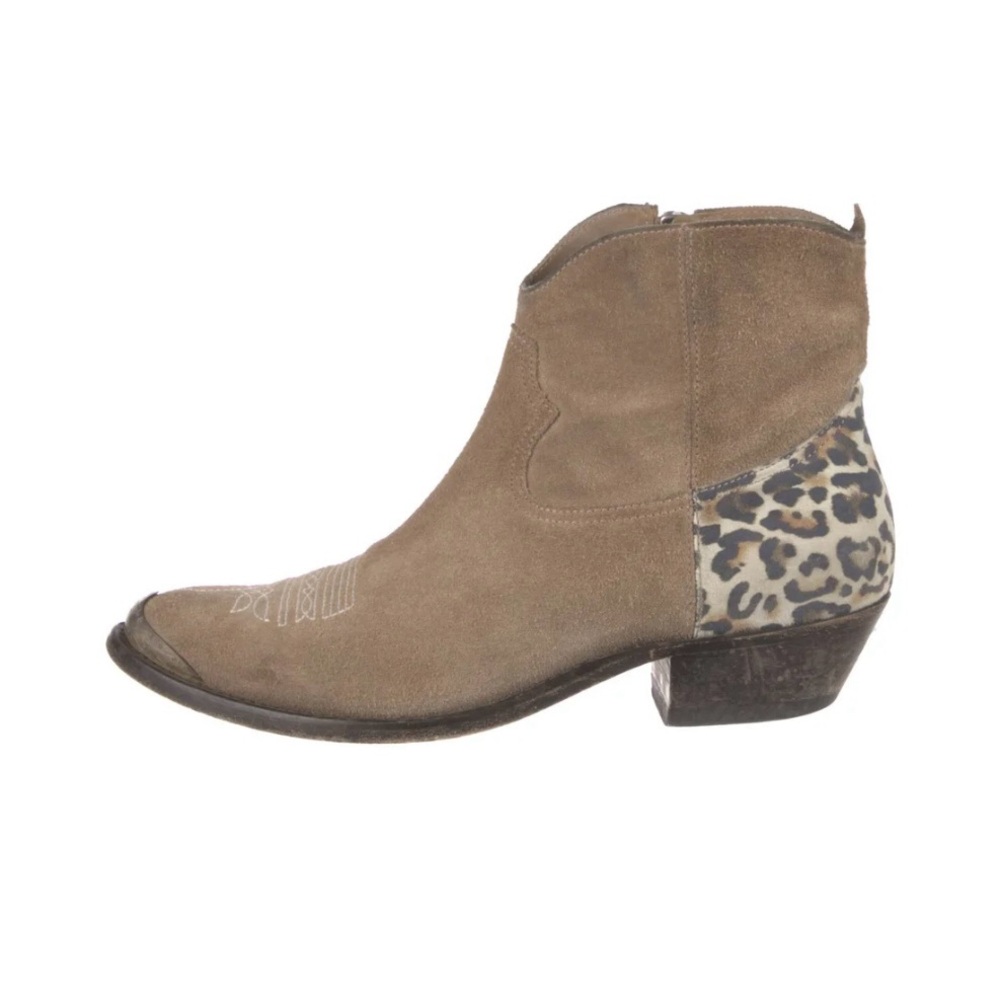 GOLDEN GOOSE SUEDE ANIMAL PRINT WESTERN BOOTIES SZ 39